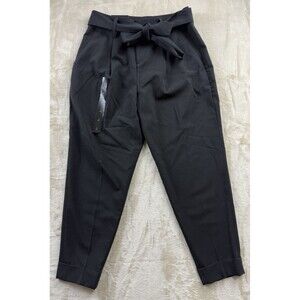 NWT Banana Republic Black Soft Double-Knit Tie-Waist Taper Pant 2 Petite